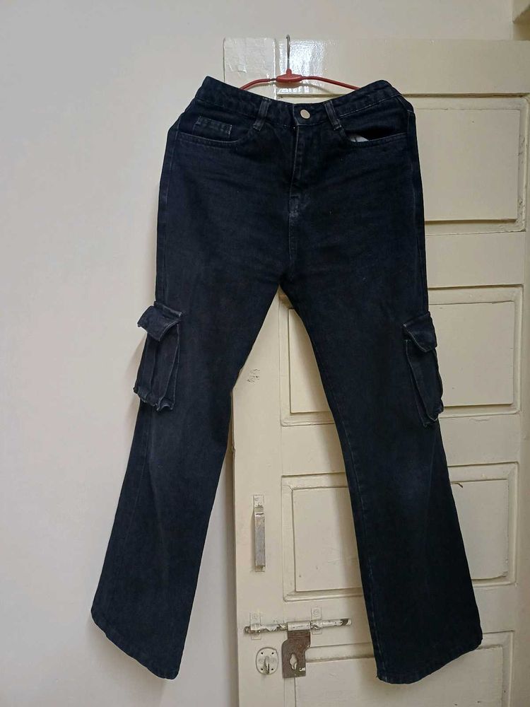 Dark Wash Cargo Jeans