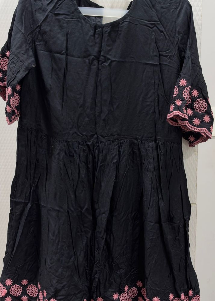 Black Embroidered Kurta dress