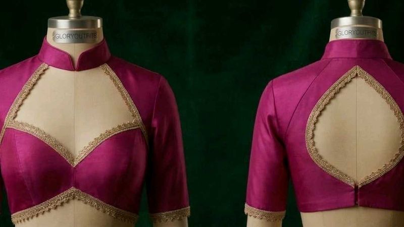Elegant Magenta Blouse with Lace Trim