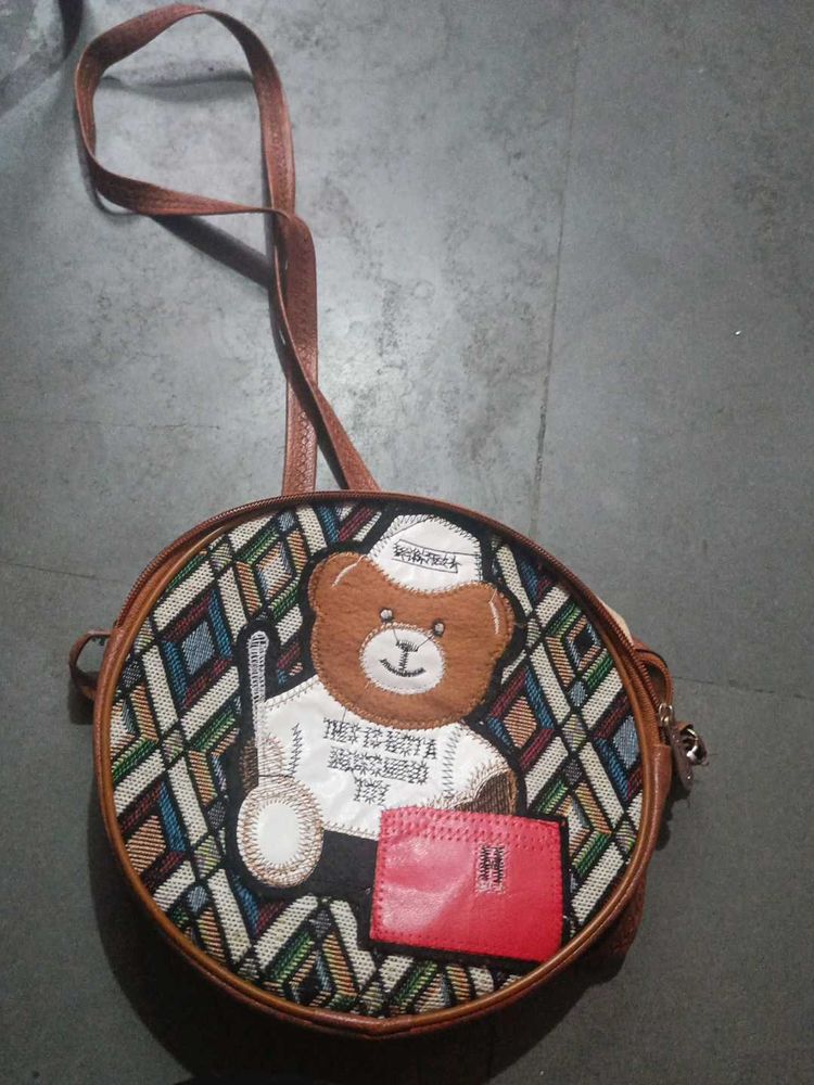 Cute Teddy Bear Round Crossbody Bag