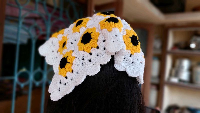 Crochet Sunflower bandana