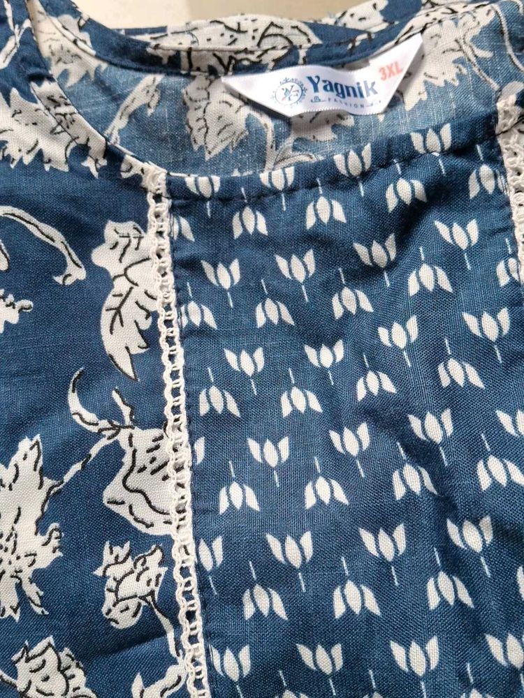 Blue Floral Print Top