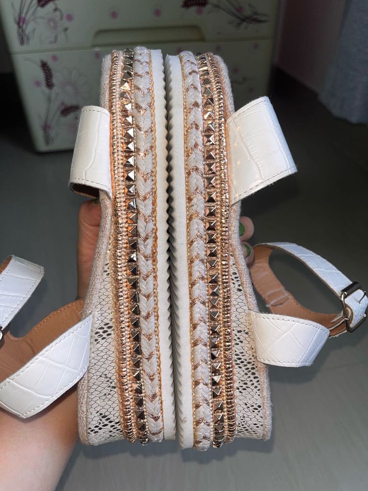 Stylish Embellished White Sandals
