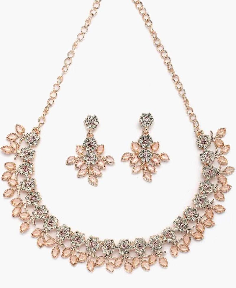 Elegant Rose Gold Necklace &amp; Earring Set