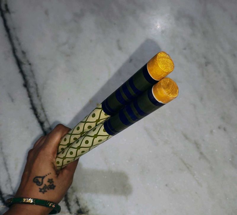 Traditional Designer Wooden Dandiya Sticks Set | N