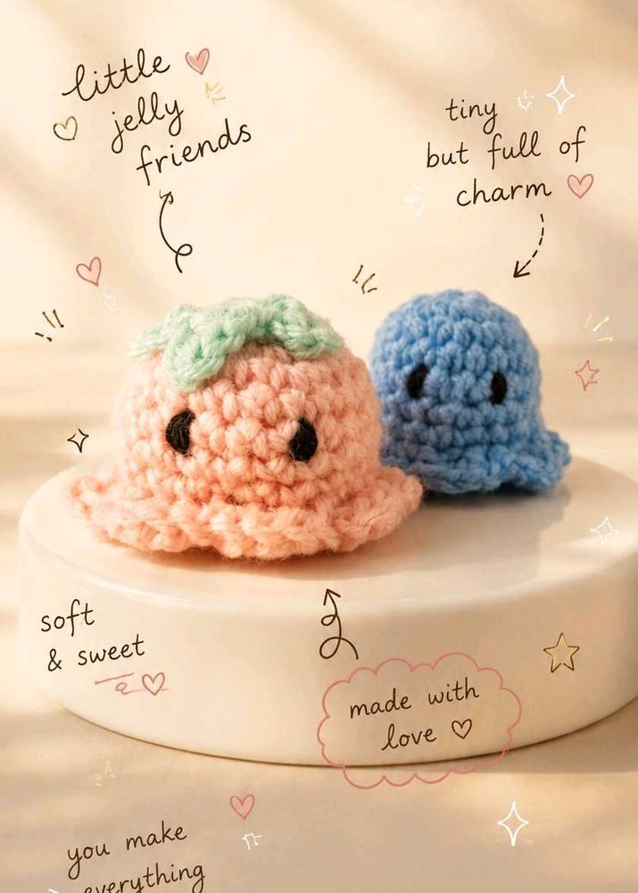 Cute Crochet Strawberry &amp; Blue Animal Charms