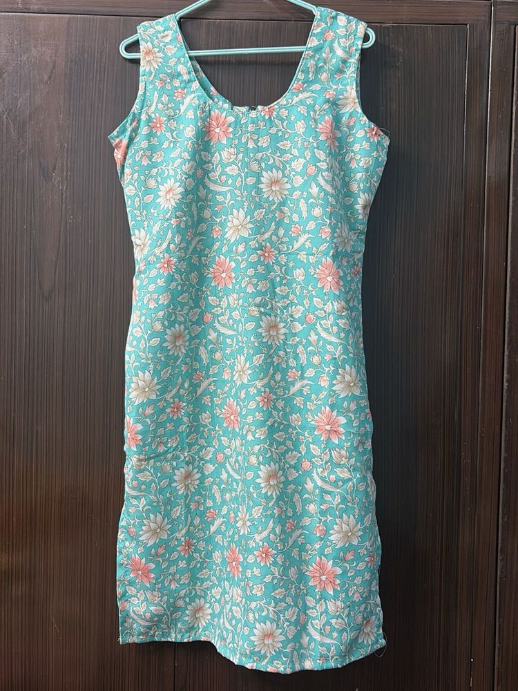 Beautiful Teal Floral Print Kurta