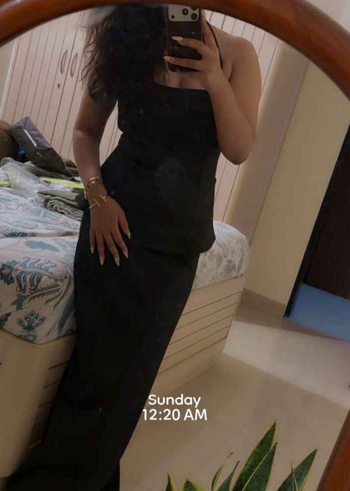 Black halter neck top with skirt