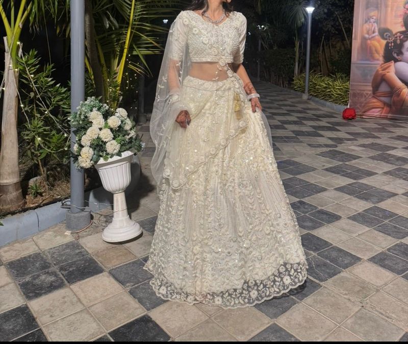 Elegant White Embroidered Lehenga Choli
