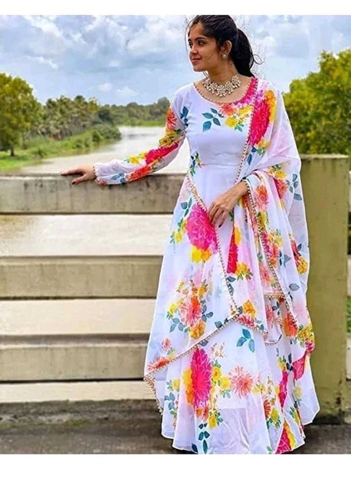 Elegant Floral Print Gown