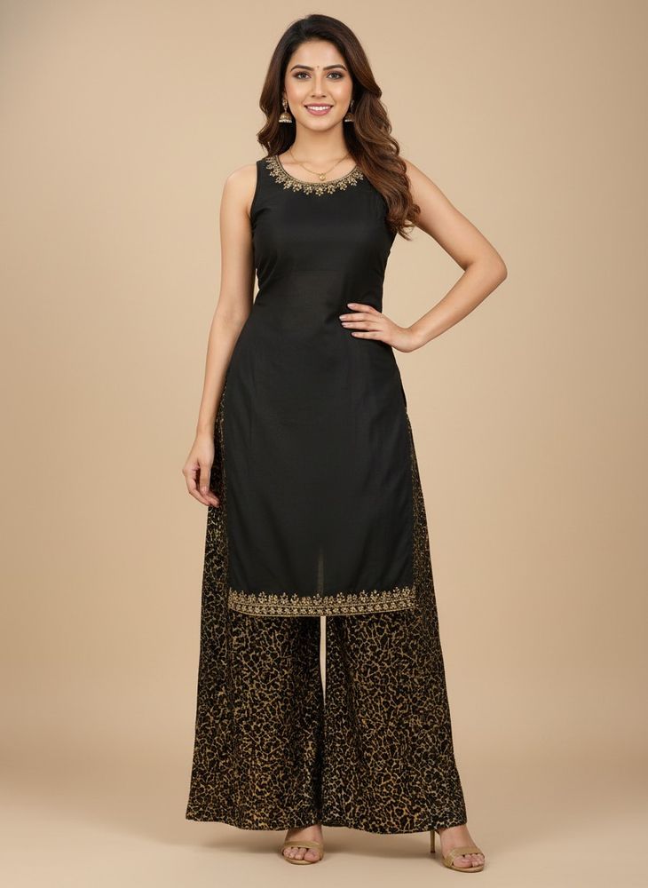 Black &amp; Gold Patterned Pants