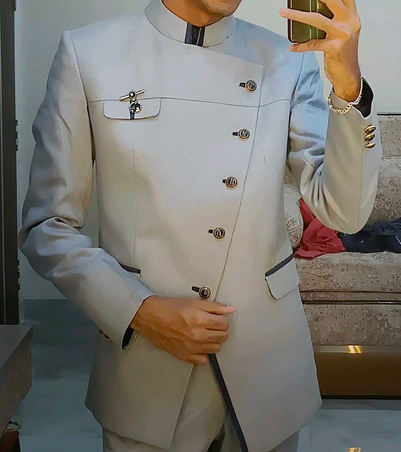 Stylish Blue Bandhgala Suit with Pant