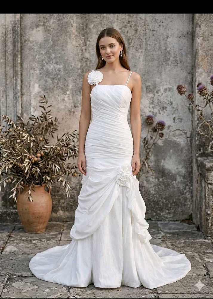 Elegant White Bridal Gown 32+34