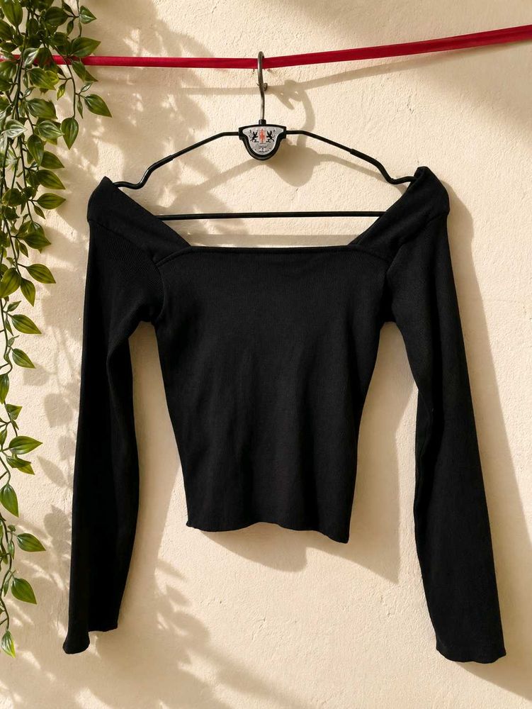 Black off-shoulder top