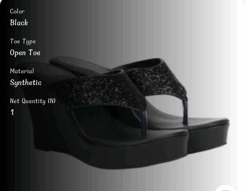 Sparkling Black Wedge Flip-Flops