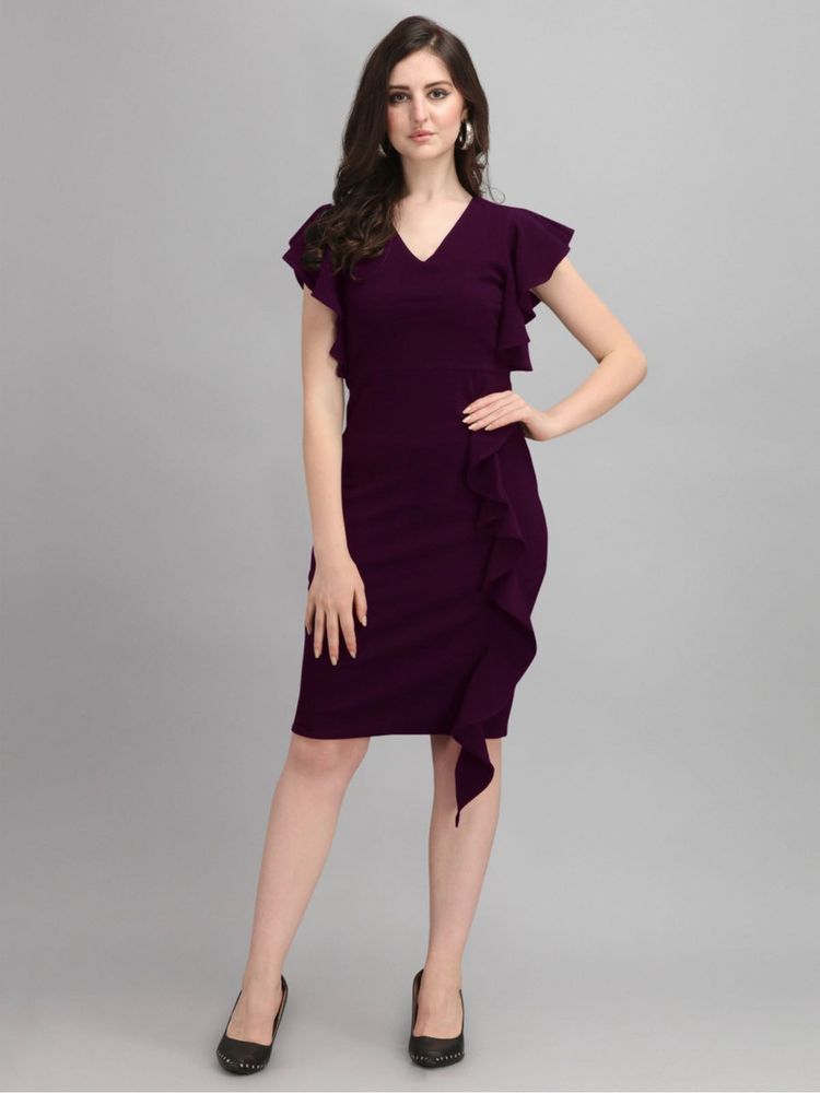 Elegant Purple Ruffle Dress