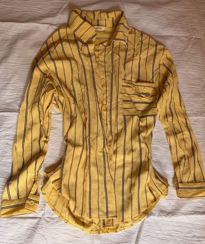 Yellow Striped Button-Up Shirt