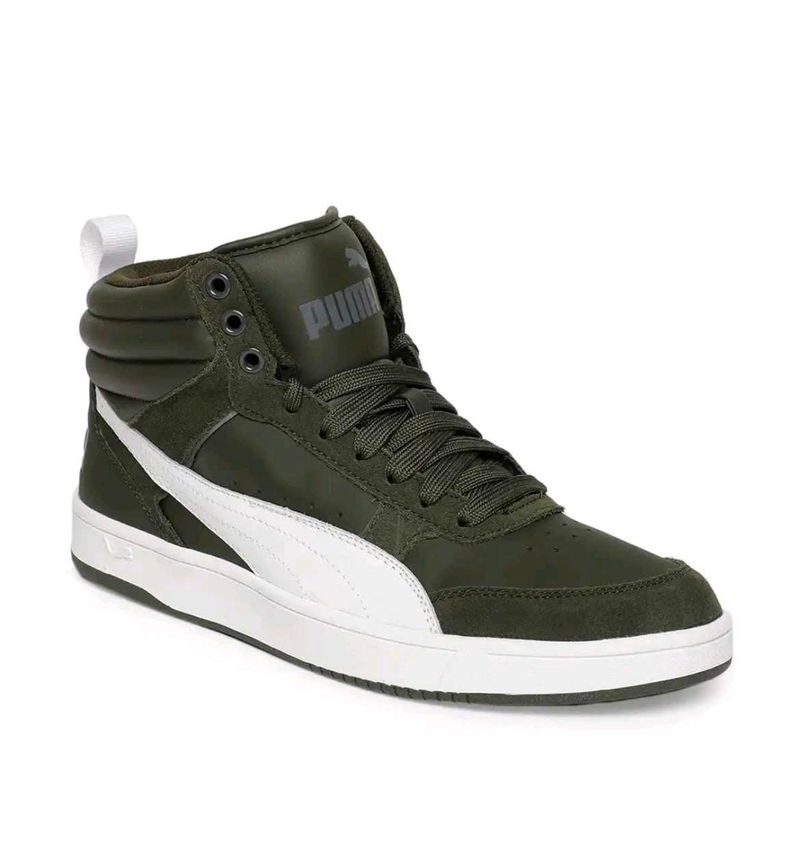 Puma Men olive rebound street v2 leather Sneakers