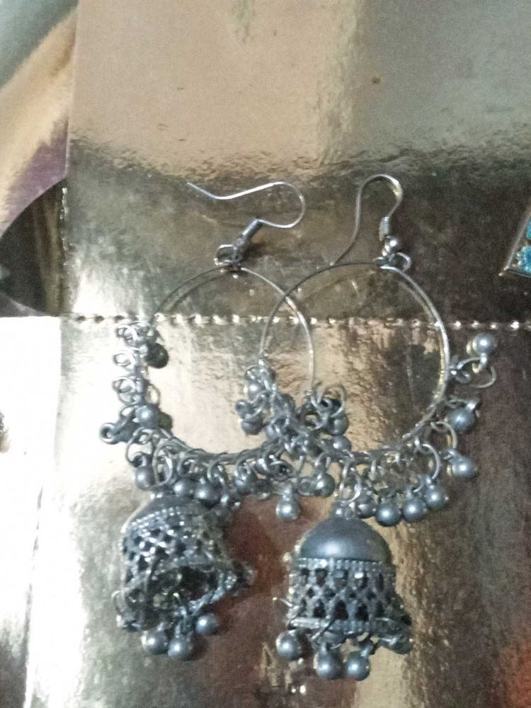 Silver Jhumka Earrings