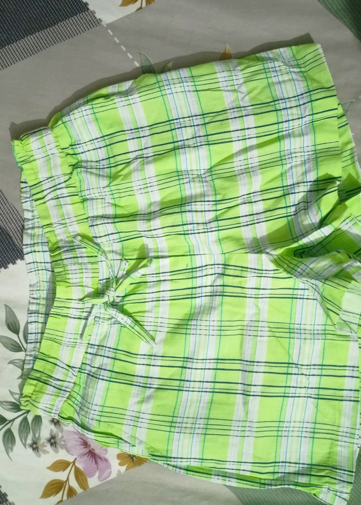 Lime Green Plaid Shorts