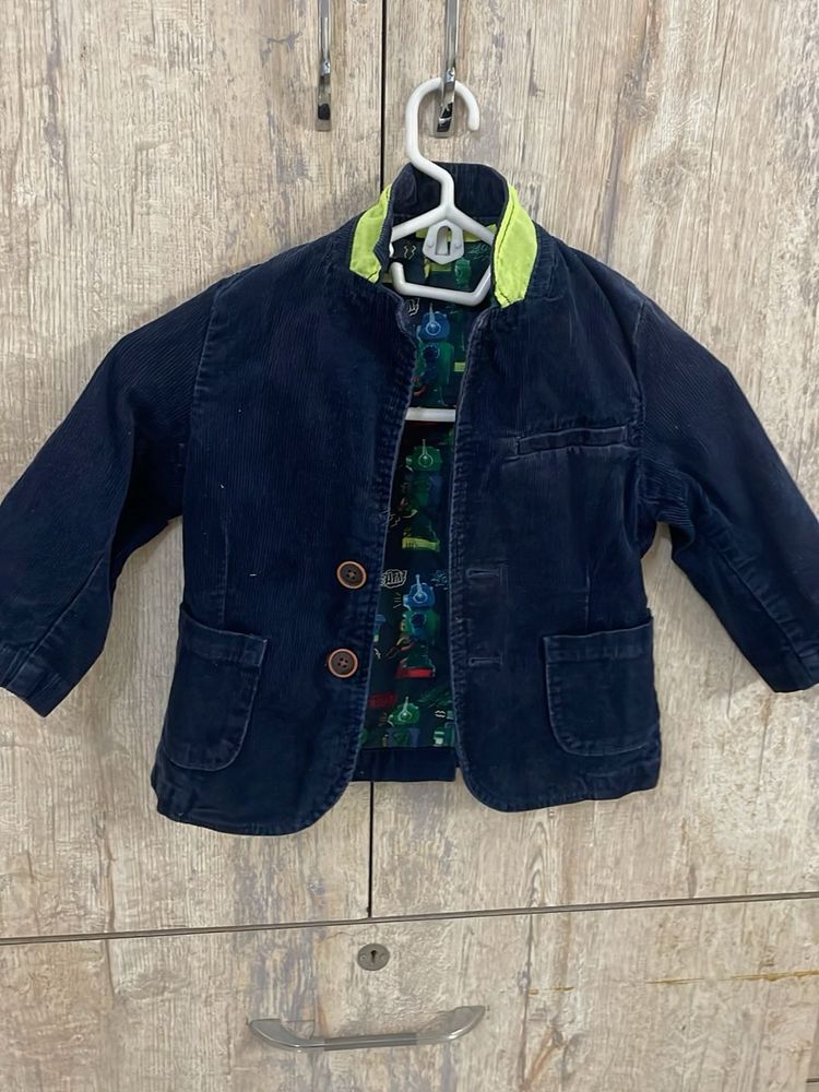 Boys Navy Blue Corduroy Blazer