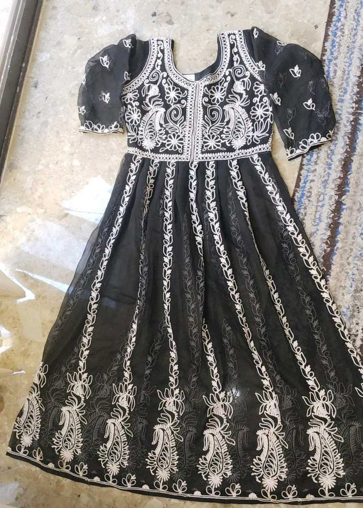 Elegant Black Embroidered Dress