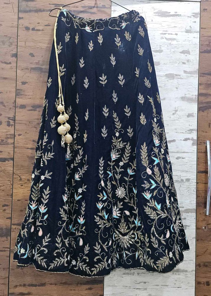 Embroidered Velvet Lehenga Skirt