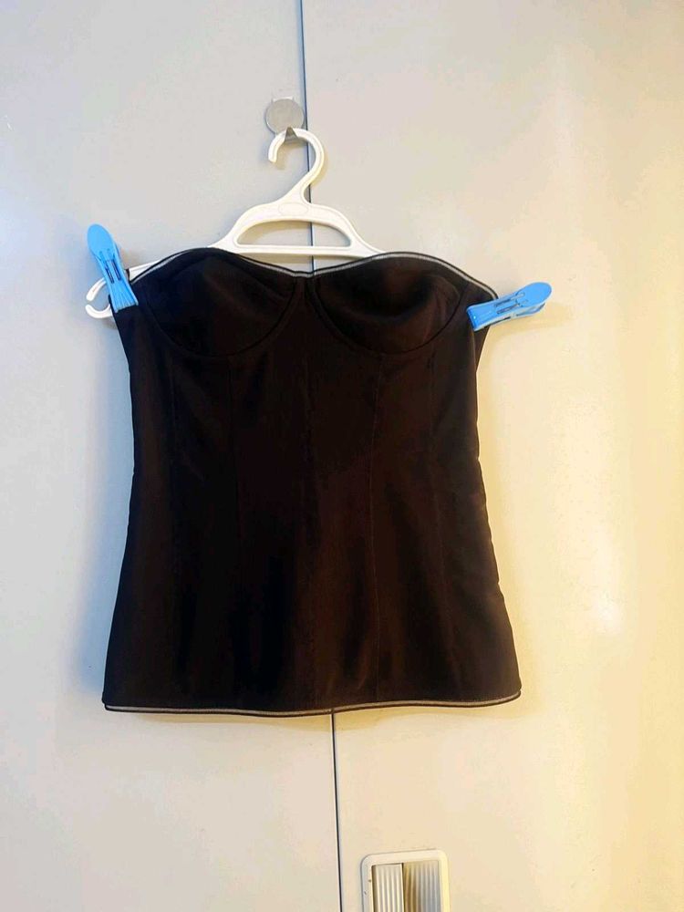Zara Chic Black Strapless Corset Top