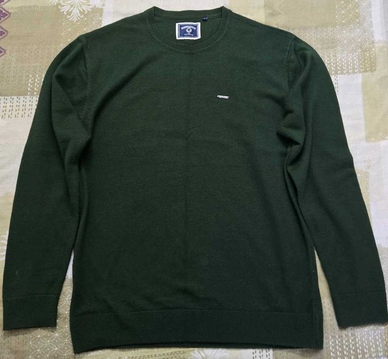 Peter England Olive Green Crewneck Sweater
