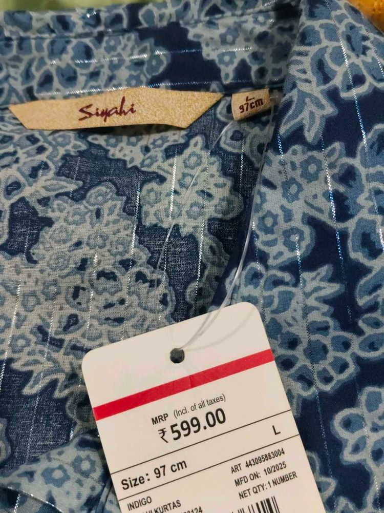 Siyahi Blue Floral Print Kurta