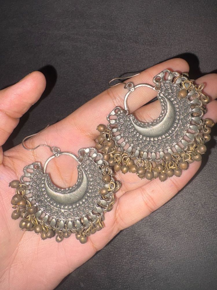 Boho Tribal Moon Earrings
