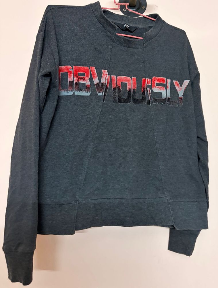 Gray Graphic Print Top