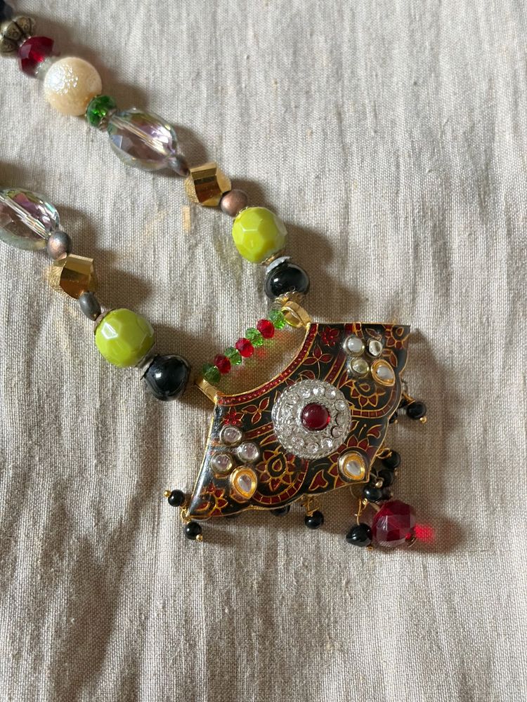 Long Beaded Necklace with Pendant