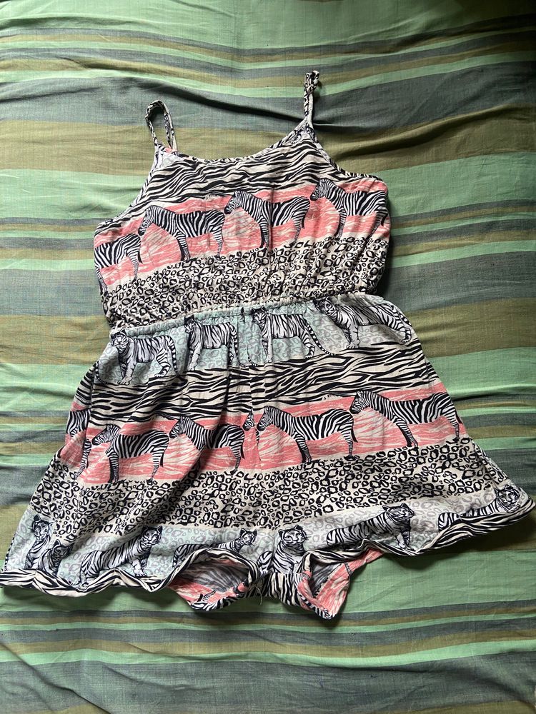 Backless Jumpsuit Romper With Summer Print