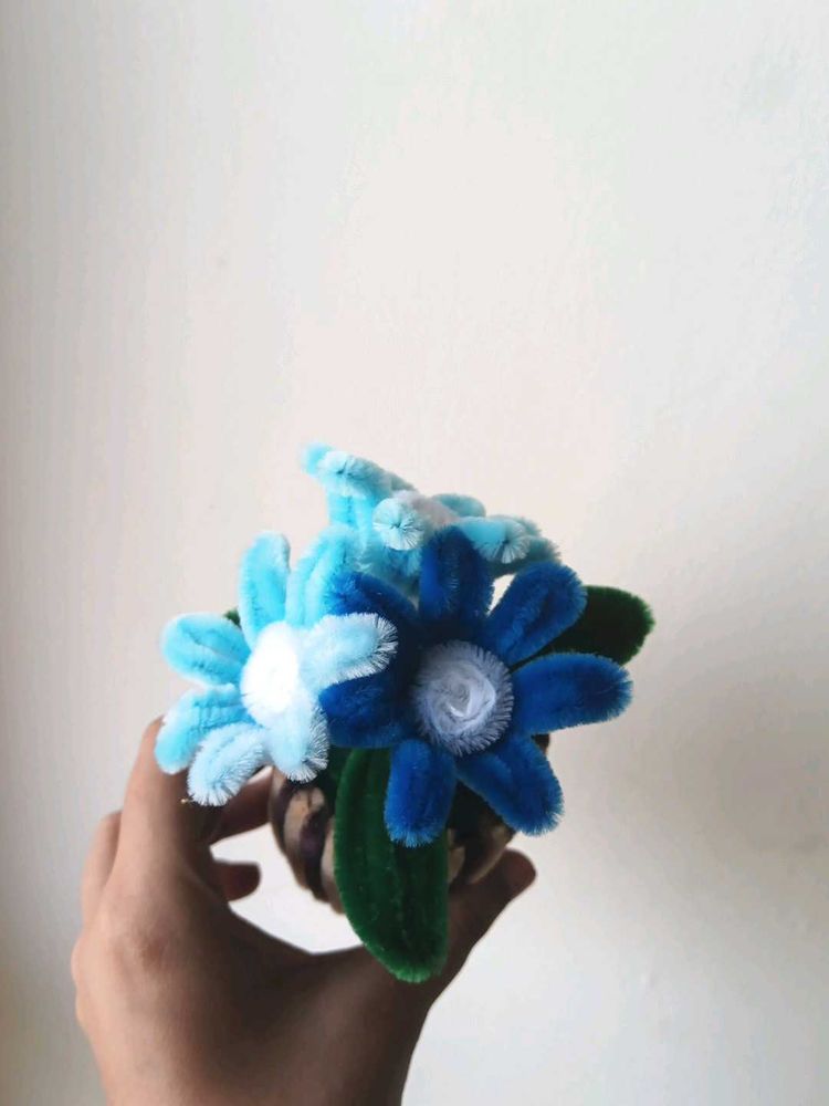 Handmade Blue Pipe Cleaner Flower Bouquet