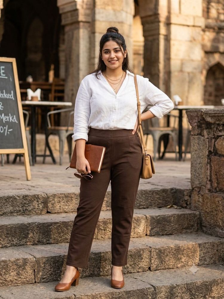 Chic Brown Trousers - Smart Casual Wear