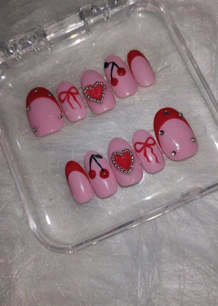 Cute Pink Cherry Press-On Nails
