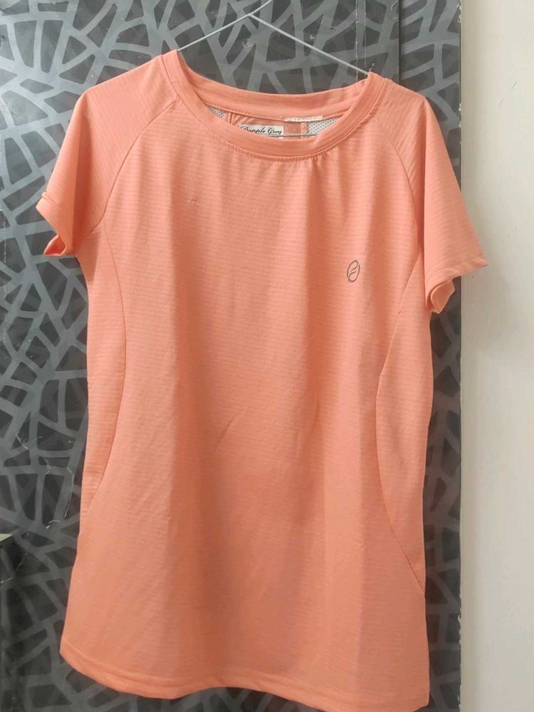 Peach Striped Short Sleeve Tee