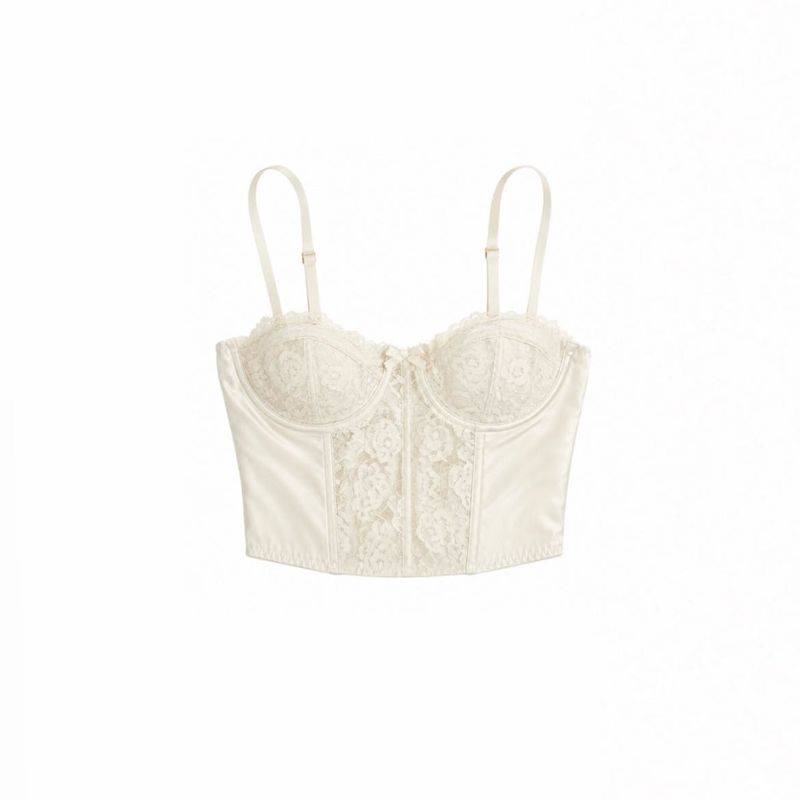 Lace Trim Satin Corset Top