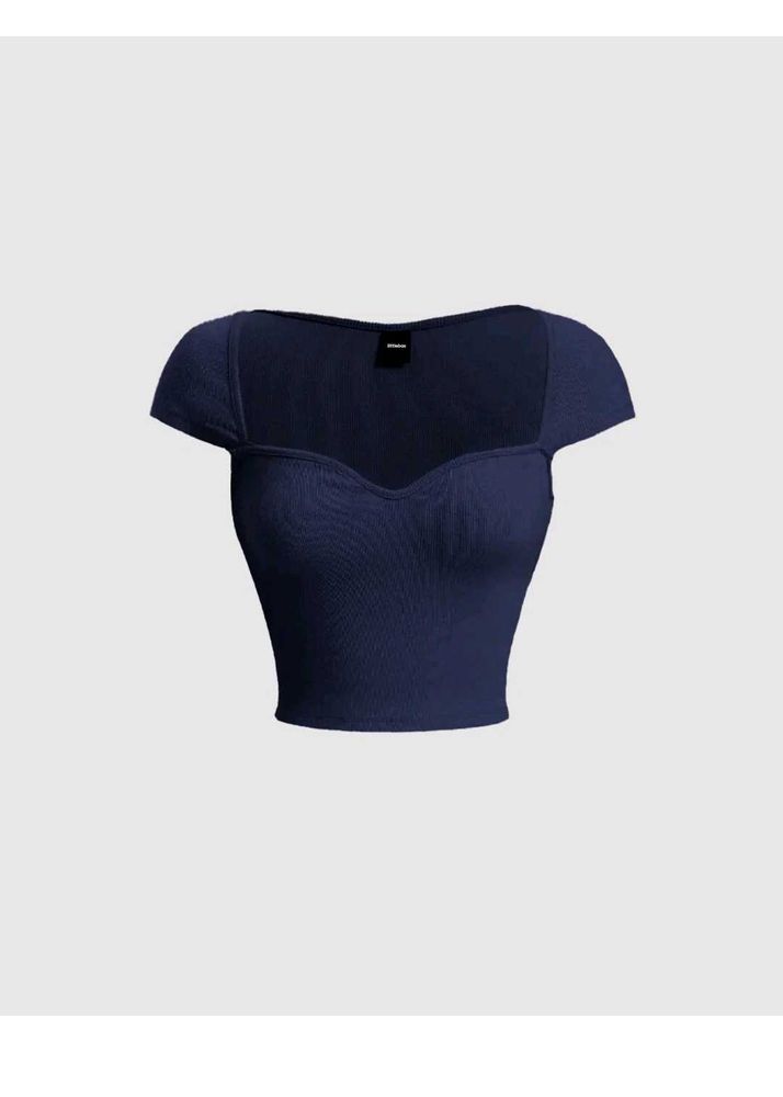 Navy Blue Sweetheart Neck Crop Top | Littlebox