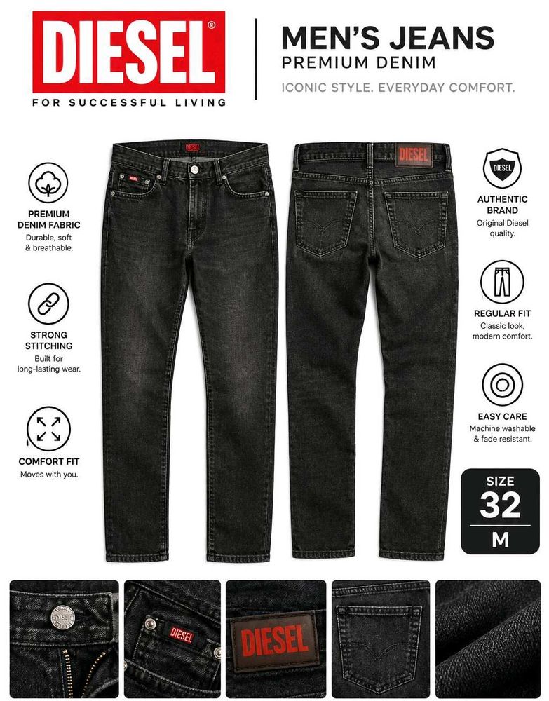 🇺🇸 Diesel men's Black Jeans ( size 32)