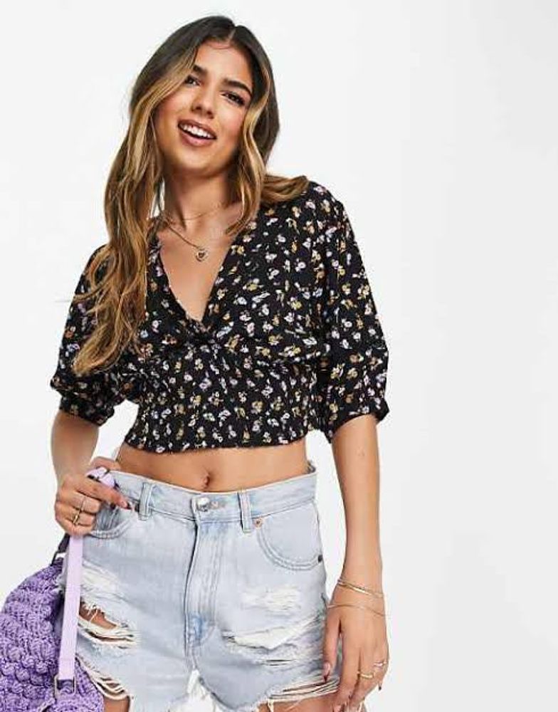 Pimkie Floral Print Cropped Top
