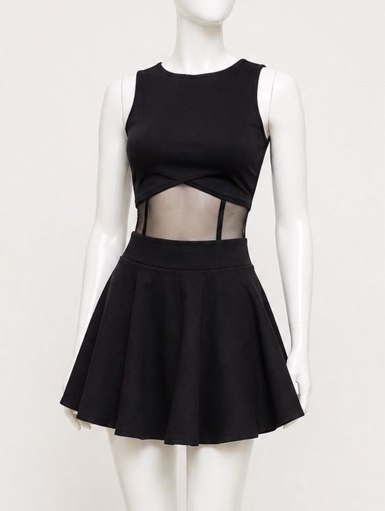 black top and skirt combo