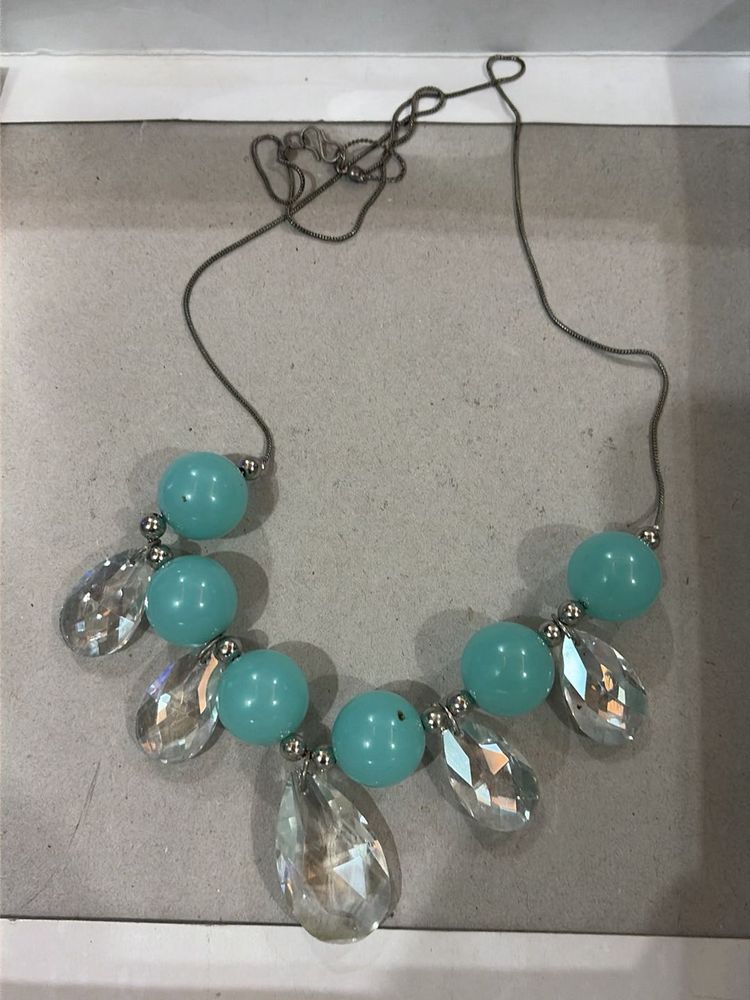 Turquoise &amp; Crystal Beaded Necklace