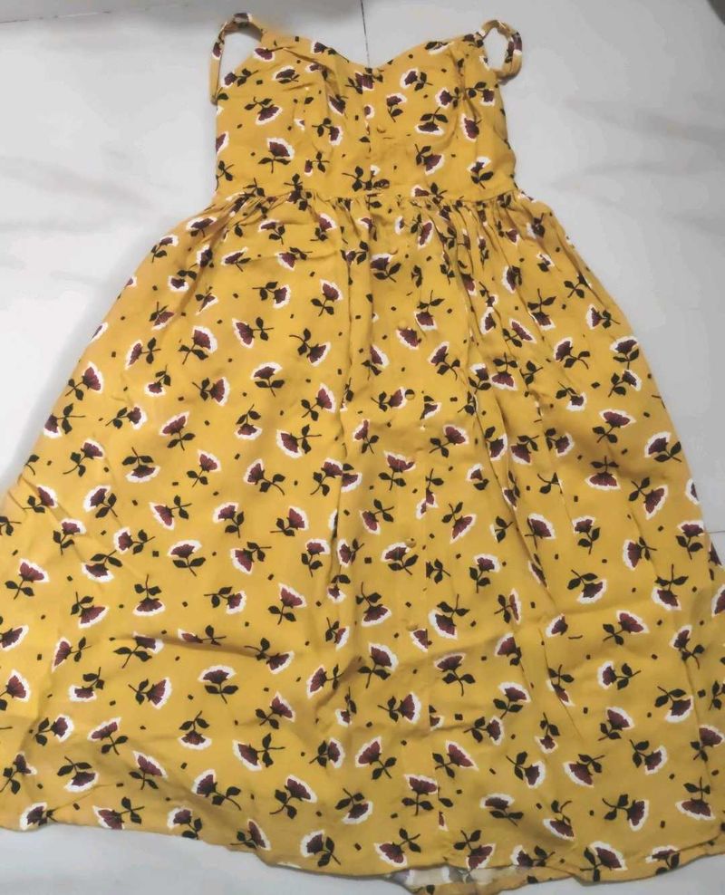 Yellow Floral Print Dress