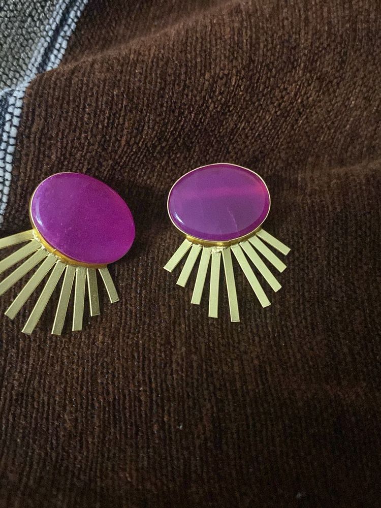 Purple &amp; Gold Fashion Earrings