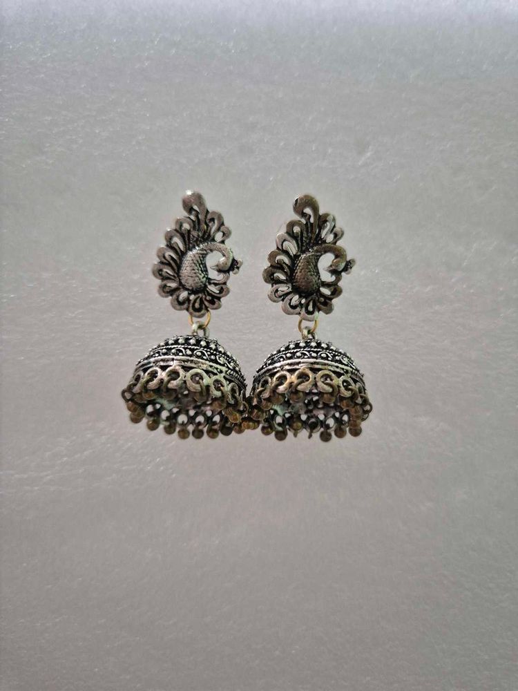 Customized Antique Peacock Jhumka Earrings-Unused