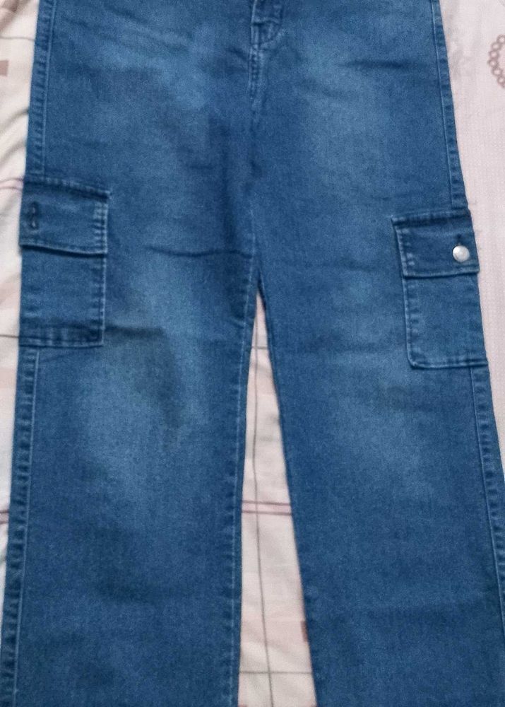 Blue Denim Cargo Pants
