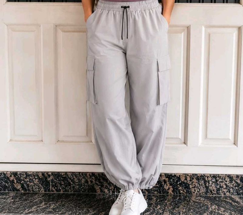 Grey Cargo Jogger Pants