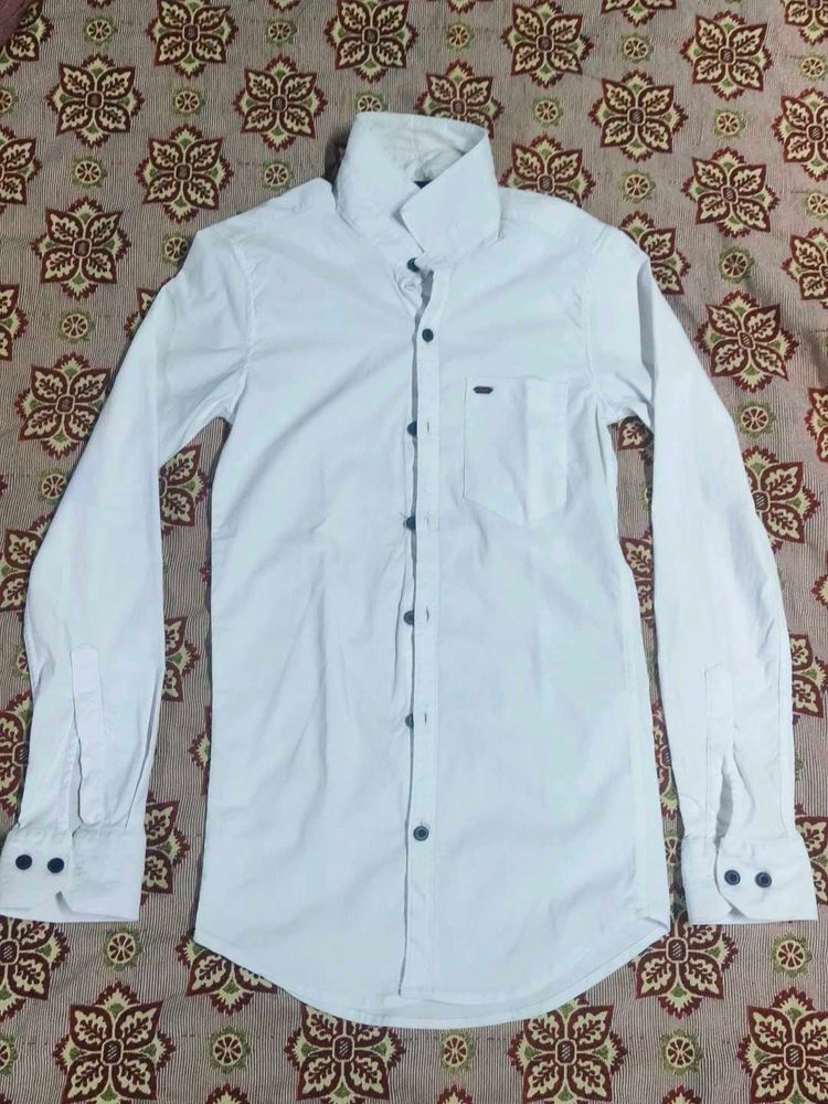 White Long Sleeve Button-Down Shirt